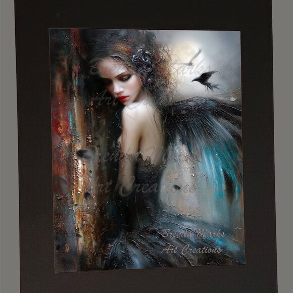 Raven Queen Painterly Style 1 matted print Direct from Artist - Picture 4 of 4